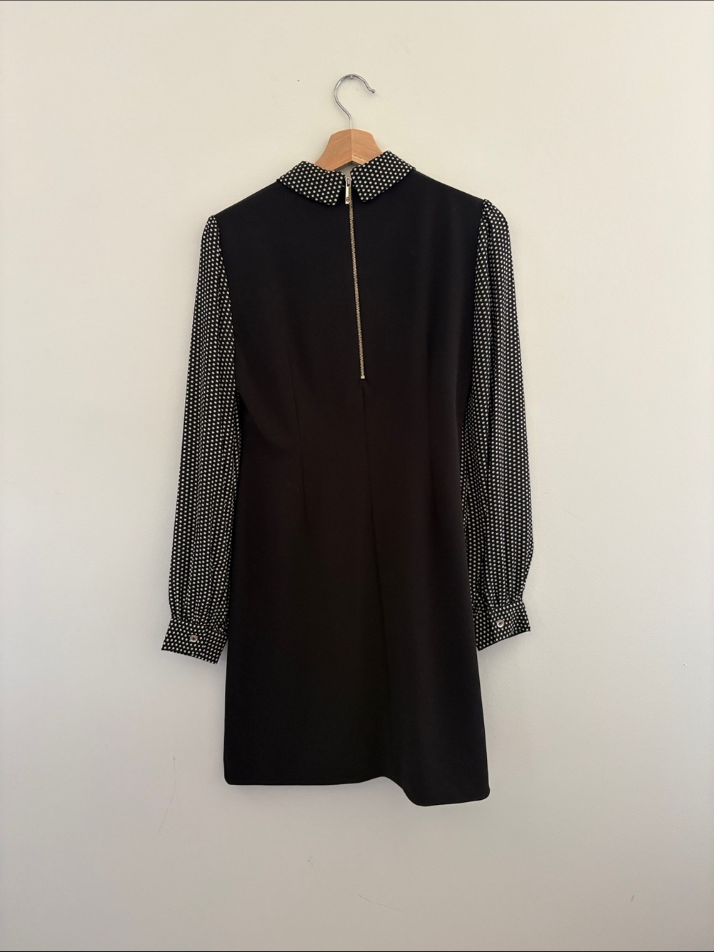 Tommy Hilfiger Black Dress with Polka Dot Collar and Sleeves - Picture 3 of 5